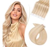 Rich Choices Extensiones Adhesivas Pelo Natural Tape in Extensiones Pelo Natural Adhesivas Remy Human Hair Cabello Humano 20 Piezas 50cm #18/613 Rubio Ceniza Con Mechas Rubio Platino