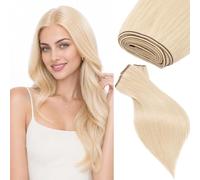 Rich Choices Extensiones Pelo Natural Cortina Pelo Natural Humano Weft Hair Extensions Bundles Remy Human Hair Sew in Cabello Humano 100g 55cm #60 Rubio Platino
