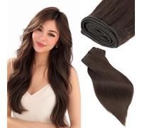 Rich Choices Extensiones Pelo Natural Cortina Pelo Natural Humano Weft Hair Extensions Bundles Remy Human Hair Sew in Cabello Humano 100g 70cm #2 Castaño Oscuro