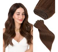 Rich Choices Extensiones Pelo Natural Cortina Pelo Natural Humano Weft Hair Extensions Bundles Remy Human Hair Sew in Cabello Humano 100g 65cm #4 Castaño Chocolate