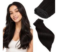 Rich Choices Extensiones Pelo Natural Cortina Pelo Natural Humano Weft Hair Extensions Bundles Remy Human Hair Sew in Cabello Humano 100g 20cm #1B Negro Natural