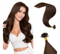 Rich Choices Keratina Extensiones Queratina Pelo Natural U Tip Remy Human Hair Extension Cabello Humano Natural Hot Fusion 25 Mechas 50cm 25g #4 Castaño Chocolate