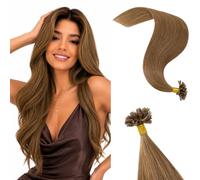 Rich Choices Keratina Extensiones Queratina Pelo Natural U Tip Remy Human Hair Extension Cabello Humano Natural Hot Fusion 25 Mechas 55cm 25g #6 Castaño Medio