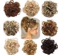 Rich Choices Moño Rizado Pedazo de Cabello Ondulado Extensiones de Cabello Messy Bun Updos Natural Hair Extensions Cinta para el Pelo Marrón claro a rubio ceniza