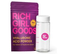 RICH GIRL GOODS Polvo de ácido hialurónico 100 % - Juego de bricolaje para la producción de suero hialurónico - polvo de ácido hialurónico con botella de cristal - Calidad cosmética - bajo peso