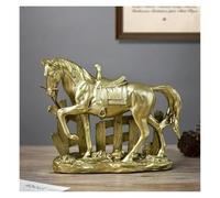 Rich Iron Decoración de Habitaciones Figura Decorativa de Caballo for Valla marrón y Dorado, 2 Colores a Elegir Divertidos Accesorios de Escritorio(Gold)