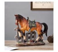 Rich Iron Decoración de Habitaciones Figura Decorativa de Caballo for Valla marrón y Dorado, 2 Colores a Elegir Divertidos Accesorios de Escritorio(Brown)