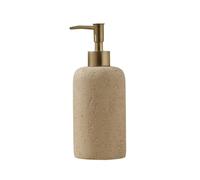 Rich Iron Dispensador de jabón líquido, dispensador de jabón de piedra recargable, color beige travertino, botellas de champú líquido, dispensador de jabón de manos de mármol para decoración de baño y