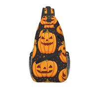 Rich&Rabbit Bolsa cruzada de pecho con estampado de calabaza de Halloween, ajustable, para exteriores, de un solo hombro, para senderismo y equitación, Negro -, Talla única