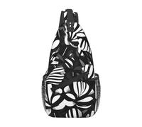 Rich&Rabbit Bolsa cruzada de pecho con estampado de flores y rayas blancas y negras, ajustable, para exteriores, para senderismo y equitación, Negro -, Talla única