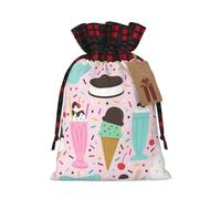Rich&Rabbit Bolsa de almacenamiento con cordón para Navidad, con estampado de helado dulce, bloqueo de color, bolsa de almacenamiento para fiestas de Navidad
