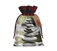 Rich&Rabbit Bolsa de almacenamiento con cordón para Navidad, diseño de piedras Zen, color gris