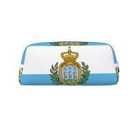 Rich&Rabbit Bolsa de maquillaje con cremallera y estampado de bandera de San Marino, bolsa de almacenamiento portátil de viaje para uso diario, plateado, Talla única