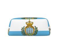 Rich&Rabbit Bolsa de maquillaje con cremallera y estampado de bandera de San Marino, bolsa de almacenamiento portátil de viaje para uso diario, Oro, Talla única