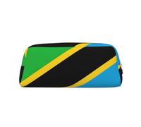 Rich&Rabbit Bolsa de maquillaje portátil con cremallera y estampado de bandera de Tanzania, bolsa de almacenamiento de viaje para uso diario, Oro, Talla única