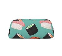 Rich&Rabbit Bolsa de maquillaje portátil con estampado de sushi Food Patterns1 con cremallera, bolsa de almacenamiento de viaje para uso diario, plateado, Talla única
