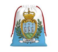 Rich&Rabbit Bolsas de regalo con cordón de Navidad con estampado de bandera de San Marino, para fiestas de Navidad, Año Nuevo, festividades