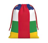Rich&Rabbit Bolsas de regalo de Navidad con cordón de impresión de bandera de África Central, bolsas de regalo de Navidad, Año Nuevo, vacaciones