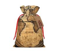 Rich&Rabbit Bolsas de regalo de Navidad con diseño de mapa antiguo del mundo, regalos de Navidad, regalos de Acción de Gracias, bolsas con cordón