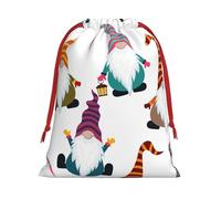 Rich&Rabbit Bolsas de regalo de Navidad con estampado de gnomos divertidos de Navidad, bolsas de regalo de Navidad, Año Nuevo, vacaciones