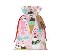 Rich&Rabbit Bolsas de regalo de Navidad con estampado de helado dulce, regalos de fiesta de Navidad, regalos de Acción de Gracias, bolsas con cordón