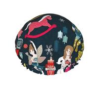 Rich&Rabbit Gorro de ducha con estampado de cascanueces para mujer, elástico y reutilizable, doble capa, a prueba de fugas