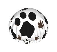 Rich&Rabbit Gorro de ducha con estampado de huellas de animales para mujer, elástico y reutilizable, a prueba de fugas, doble capa