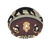 Rich&Rabbit Gorro de ducha con estampado de oso para mujer, elástico y reutilizable, a prueba de fugas, doble capa