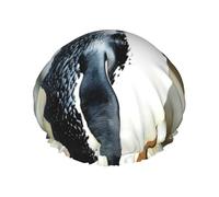 Rich&Rabbit Gorro de ducha con estampado de pingüino para mujer, elástico y reutilizable, a prueba de fugas, doble capa