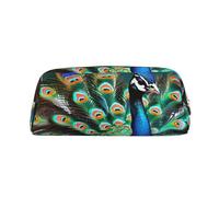 Rich&Rabbit Hermosa bolsa de maquillaje con cremallera y estampado de pavo real, bolsa de almacenamiento portátil de viaje para uso diario, Oro, Talla única