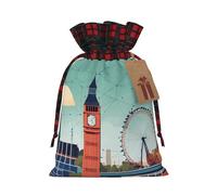 Rich&Rabbit I Love London - Bolsa de almacenamiento con cordón de bloqueo de color para Navidad