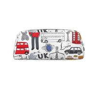 Rich&Rabbit I Love London - Bolsa de maquillaje portátil con cremallera y cremallera, bolsa de almacenamiento de viaje para uso diario, plateado, Talla única