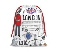 Rich&Rabbit I Love London - Bolsas de regalo de Navidad con cordón para fiestas, Año Nuevo, festividades