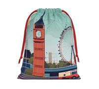 Rich&Rabbit I Love London - Bolsas de regalo de Navidad con cordón para fiestas, Año Nuevo, festividades