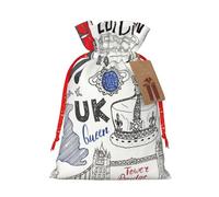 Rich&Rabbit I Love London - Bolsas de regalo de Navidad, regalos de fiesta de Navidad, regalos de Acción de Gracias, bolsas con cordón