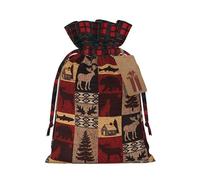 Rich&Rabbit Lodge Bear - Bolsa de almacenamiento con cordón para Navidad, diseño de ciervos y peces