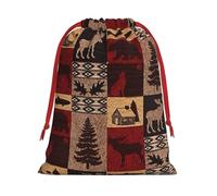 Rich&Rabbit Lodge Bear - Bolsas de regalo de Navidad con cordón de ajuste, diseño de ciervos y peces