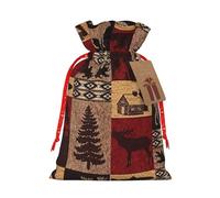 Rich&Rabbit Lodge Bear - Bolsas de regalo de Navidad con estampado de ciervos y peces, regalos de Navidad, regalos de Acción de Gracias, bolsas con cordón
