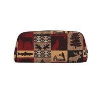 Rich&Rabbit Lodge - Bolsa de maquillaje portátil con cremallera y estampado de ciervos y peces, plateado, Talla única