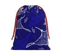 Rich&Rabbit Manta Ray and Fish Print Christmas Drawstring Gifts Bags Xmas Party New Year Holiday Gift Bags