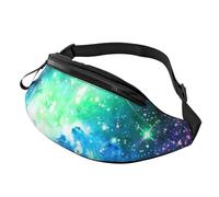 Rich&Rabbit Riñonera multifuncional con estampado de galaxia verde y azul púrpura para senderismo, viajes, correr, caminatas de montaña, Negro -, Talla única