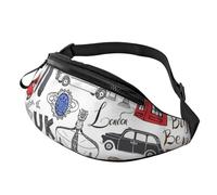 Rich&Rabbit Riñonera multifuncional con estampado "I Love London" para senderismo, viajes, correr, excursiones de montaña, Negro -, Talla única