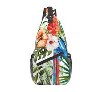 Rich&Rabbit Toucans - Bolsa cruzada con estampado de hojas de palmera y loro, ajustable, para exteriores, para senderismo y equitación, Negro -, Talla única