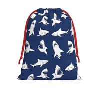 Rich&Rabbit Varios patrones de peces marinos estampados de Navidad con cordón para regalos de Navidad, fiesta de Navidad, Año Nuevo, vacaciones, bolsas de regalo