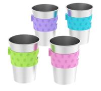 Rich&Ray Vasos colgantes magnéticos de 12 onzas, vaso reutilizable de acero inoxidable para colgar en el refrigerador con soporte de silicona para enfriadores de agua, paquete de 4