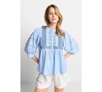 Rich & Royal Blouse With Embroidery Organic Cotton Blue Talla: 34 | Blusas Outlet | Mujer | Azul
