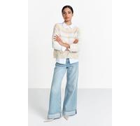 Rich & Royal Boat Neck Pullover Yarn Mix Stripe Pearl White Talla: XS | Sudaderas con Capucha Outlet | Mujer | Blanco