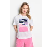 Rich & Royal Easy Fit T-shirt Sunset Print Organic White Talla: XS | Camisetas de Seda Outlet | Mujer | Amarillo