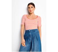 Rich & Royal Organic Rib Shirt Striped Cherry Tomato Talla: XL | Camisetas de Seda Outlet | Mujer | Rojo