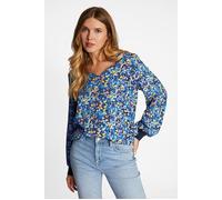 Rich & Royal Printed V-neck Blouse Grs Midnight Blue Talla: 36 | Blusas Outlet | Mujer | Azul